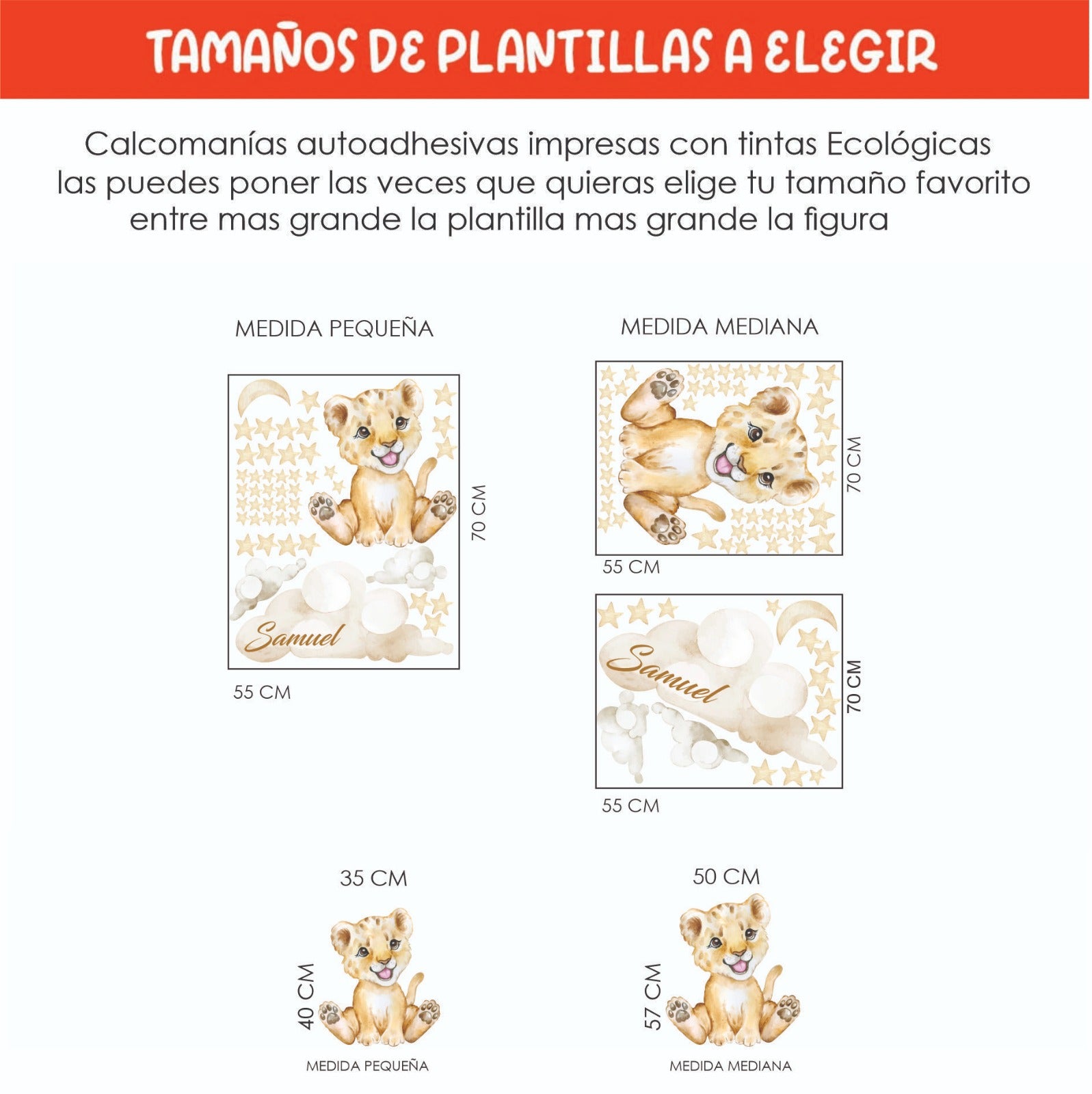 Vinilos decorativos Adhesivos infantiles de pared Animales leon niño (0022)