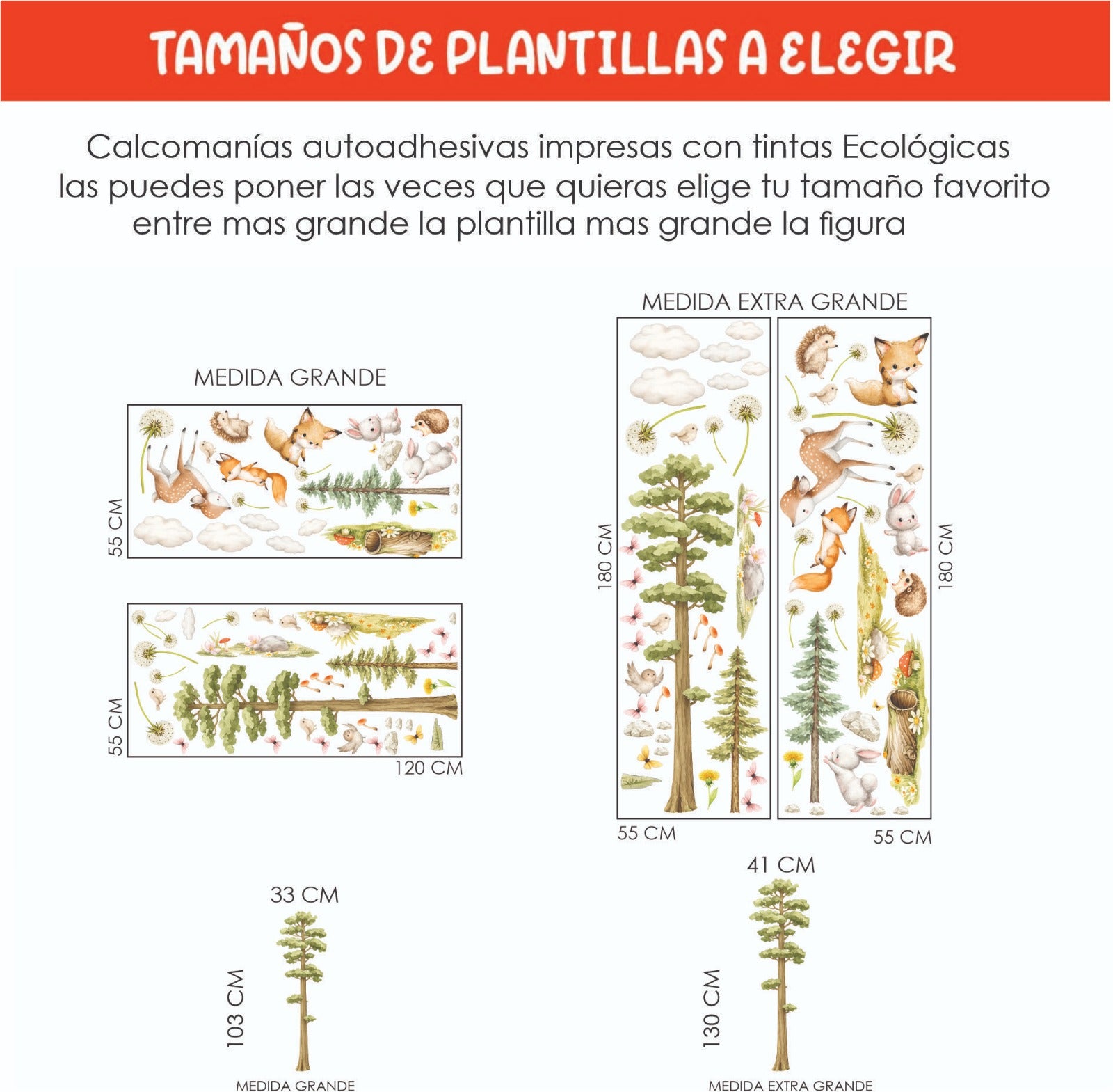 Vinilos decorativos Adhesivos infantiles animales del bosque 2 (0007)