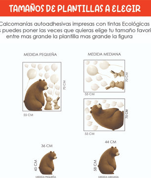 Vinilos decorativos Adhesivos infantiles de Pared de oso, conejos y globos