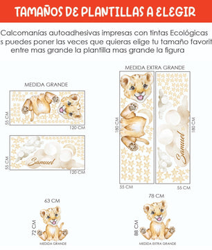 Vinilos decorativos Adhesivos infantiles de pared Animales leon niño (0022)
