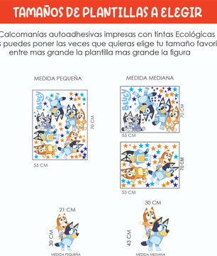Vinilos decorativos Adhesivos infantiles de Pared Bluey Familia 2