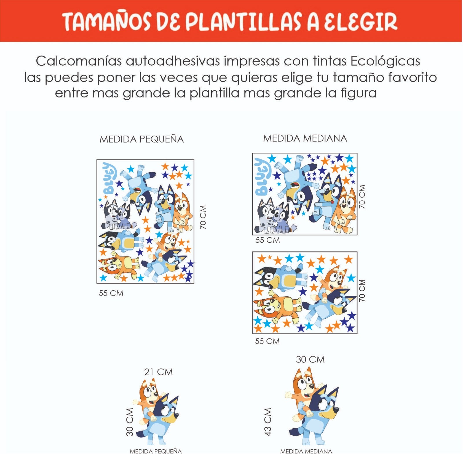 Vinilos decorativos Adhesivos infantiles de Pared Bluey Familia 2