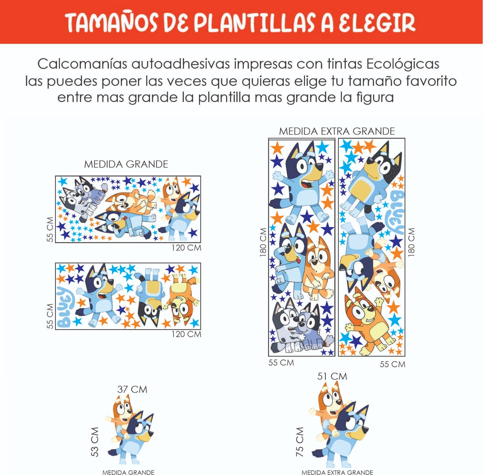 Vinilos decorativos Adhesivos infantiles de Pared Bluey Familia 2