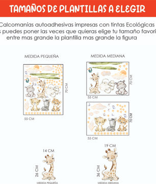 Vinilos decorativos Adhesivos infantiles de Pared nubes, León, pared para habitaciones de bebés animales (0080)