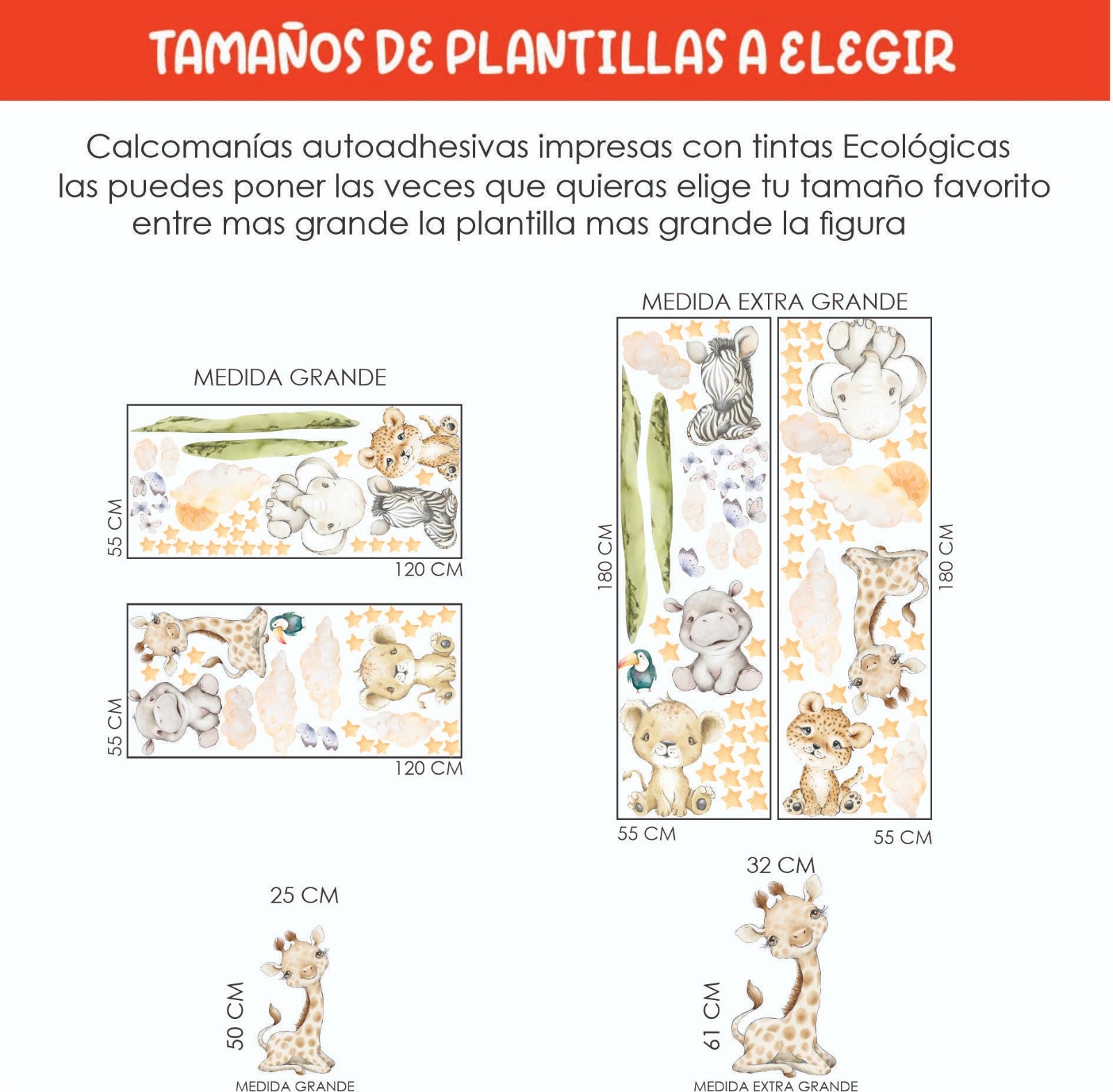 Vinilos decorativos Adhesivos infantiles de Pared nubes, León, pared para habitaciones de bebés animales (0080)