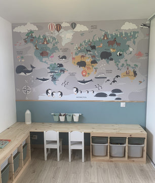 Papel para paredes Mapa del mundo animal