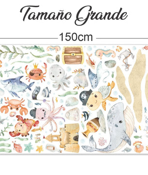 Vinilos decorativos Adhesivos infantiles de Pared animales marinos