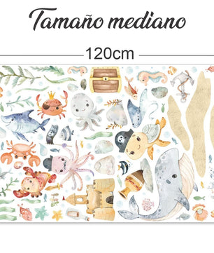 Vinilos decorativos Adhesivos infantiles de Pared animales marinos