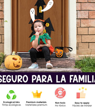 Vinilo para puerta Hallowen Casita de Fantasmas