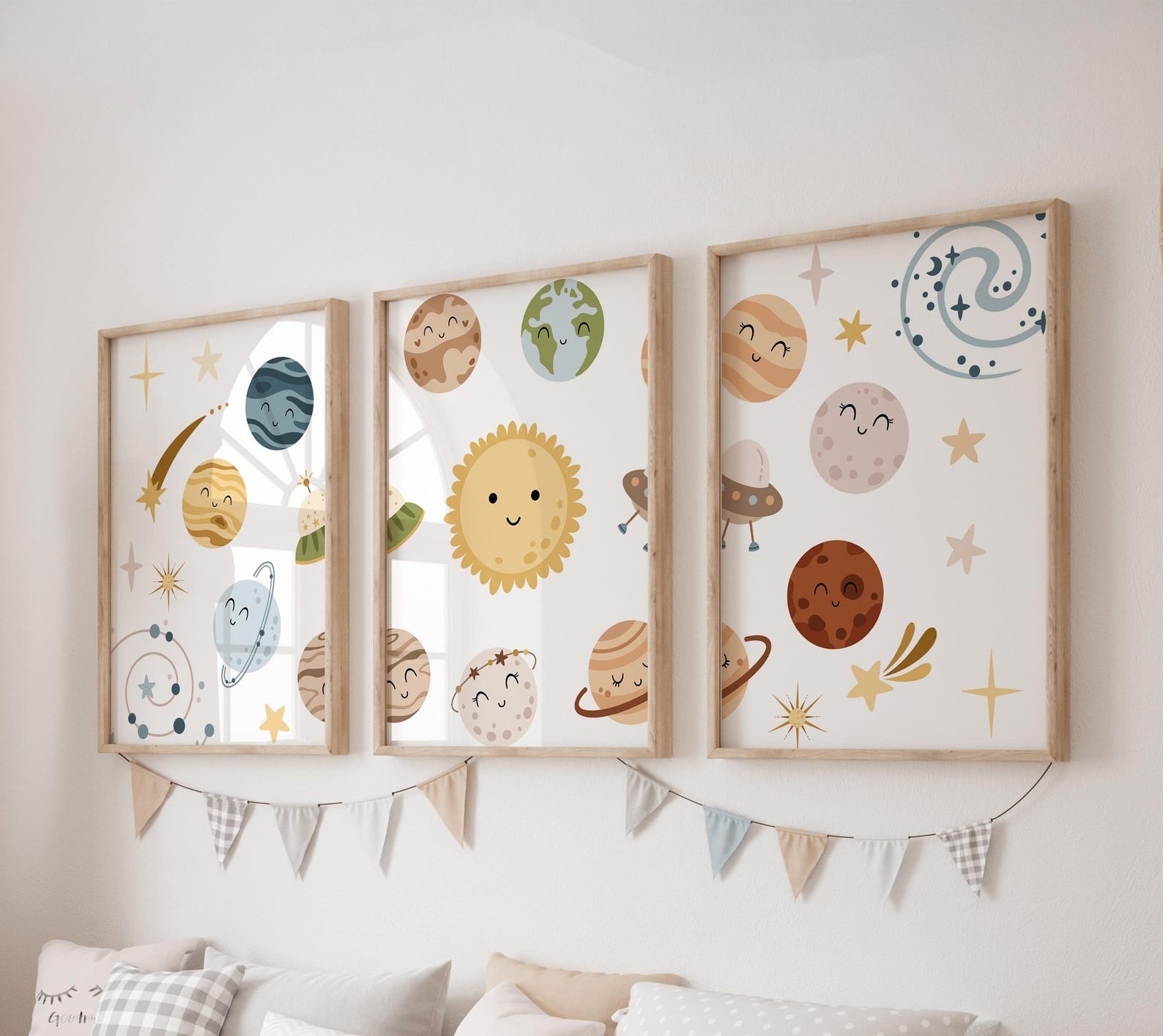Cuadros Decorativos infantiles Modernos Astronautas sostema solar infantil