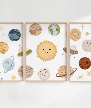Cuadros Decorativos infantiles Modernos Astronautas sostema solar infantil
