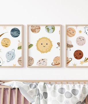 Cuadros Decorativos infantiles Modernos Astronautas sostema solar infantil