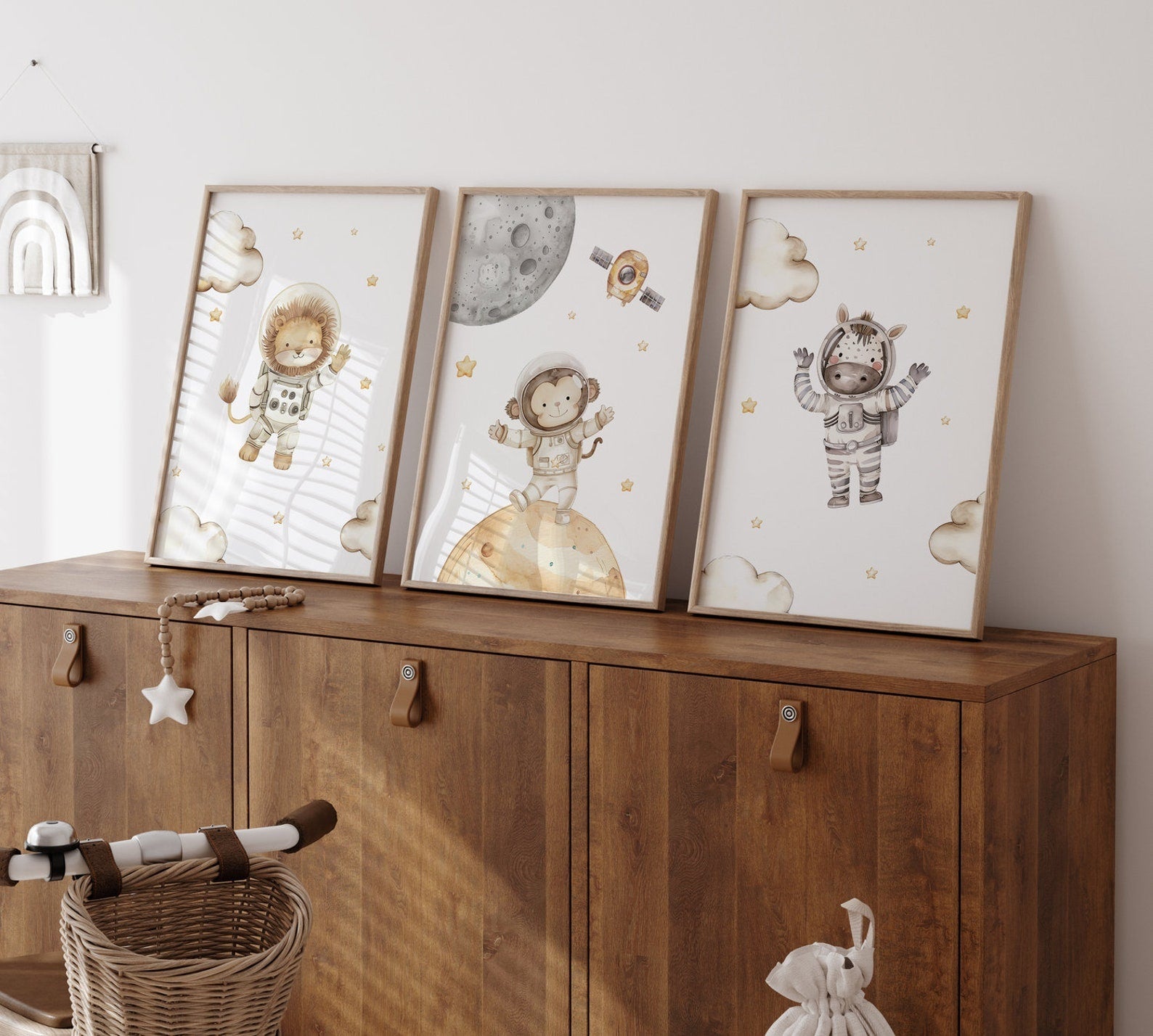 Cuadros Decorativos infantiles Modernos Astronautas animales en el espacio