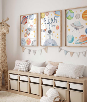 Cuadros Decorativos infantiles Modernos Astronautas Galaxia con nombre