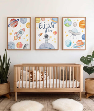 Cuadros Decorativos infantiles Modernos Astronautas Galaxia con nombre