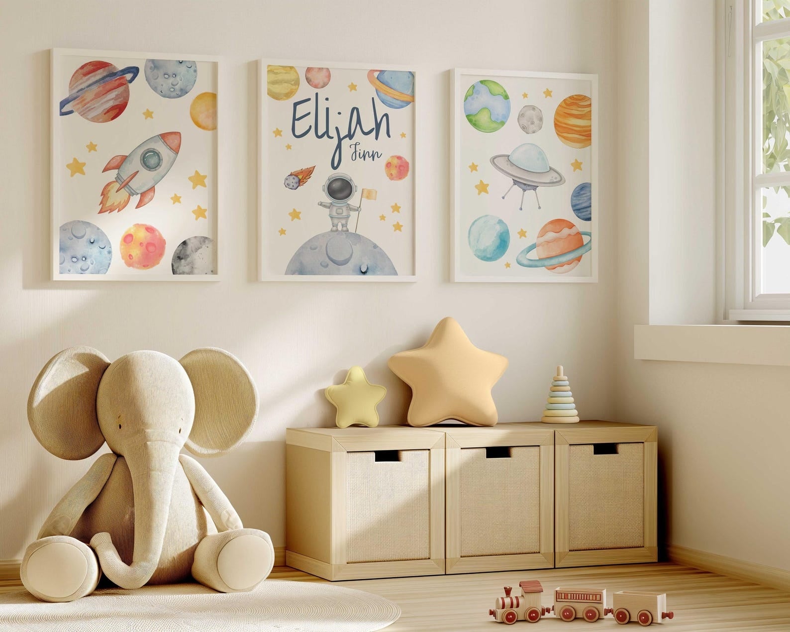 Cuadros Decorativos infantiles Modernos Astronautas Galaxia con nombre