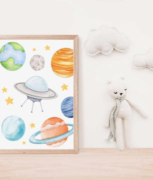 Cuadros Decorativos infantiles Modernos Astronautas Galaxia con nombre