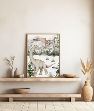 Cuadros Decorativos infantiles Modernos Dinosaurios acuarelas habitad
