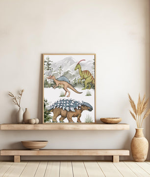 Cuadros Decorativos infantiles Modernos Dinosaurios acuarelas habitad