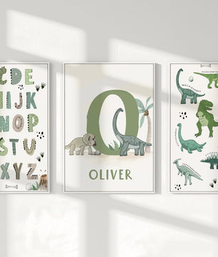 Cuadros Decorativos infantiles Modernos Dinosaurios Numeros y especies y nombre