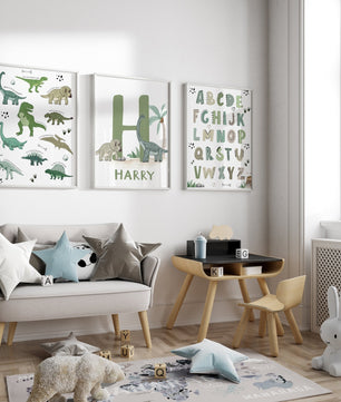 Cuadros Decorativos infantiles Modernos Dinosaurios Numeros y especies y nombre