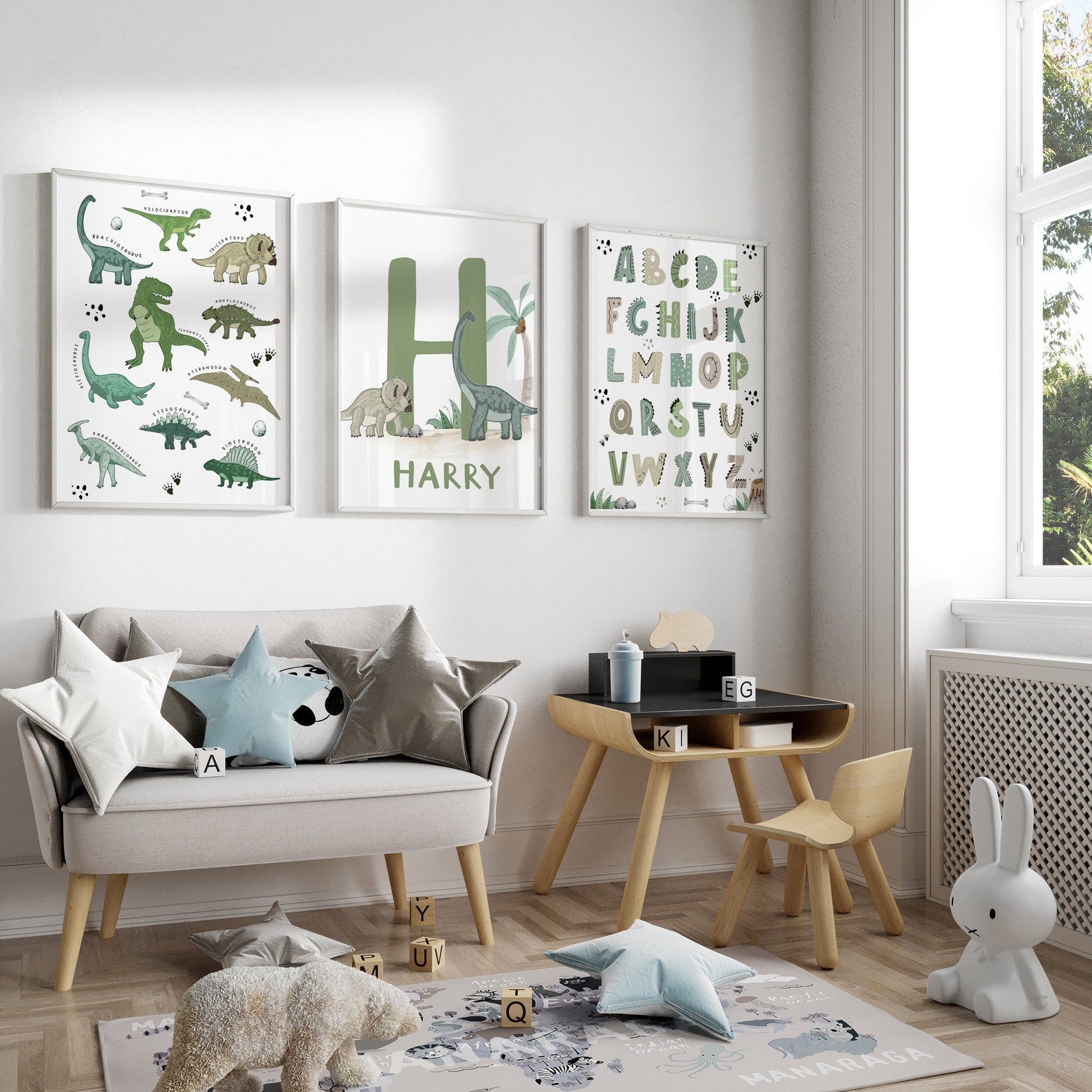 Cuadros Decorativos infantiles Modernos Dinosaurios Numeros y especies y nombre