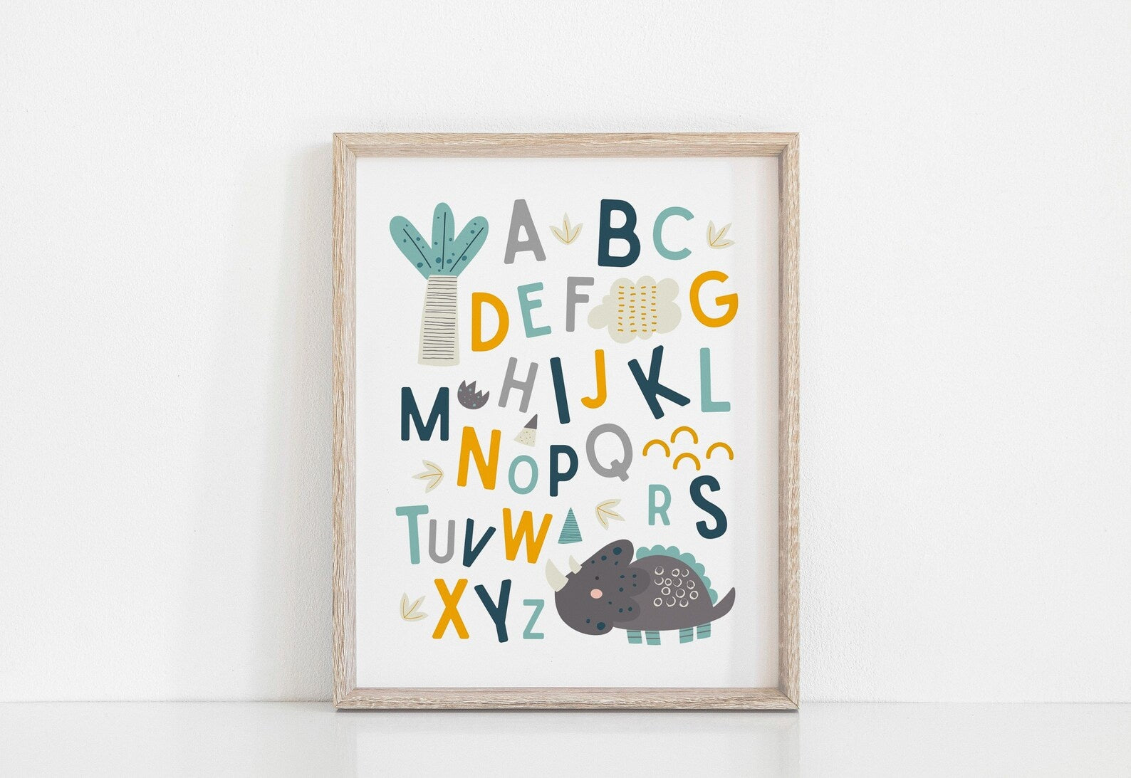 Cuadros Decorativos infantiles Modernos Dinosaurios Numeros y abcedario y nombre