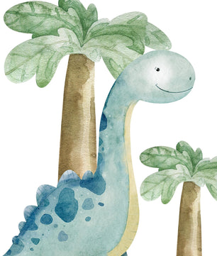 Cuadros Decorativos infantiles Modernos Dinosaurios en acuarela con nombre