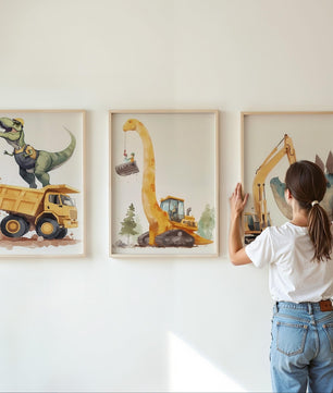 Cuadros Decorativos infantiles Modernos Dinosaurios constructores