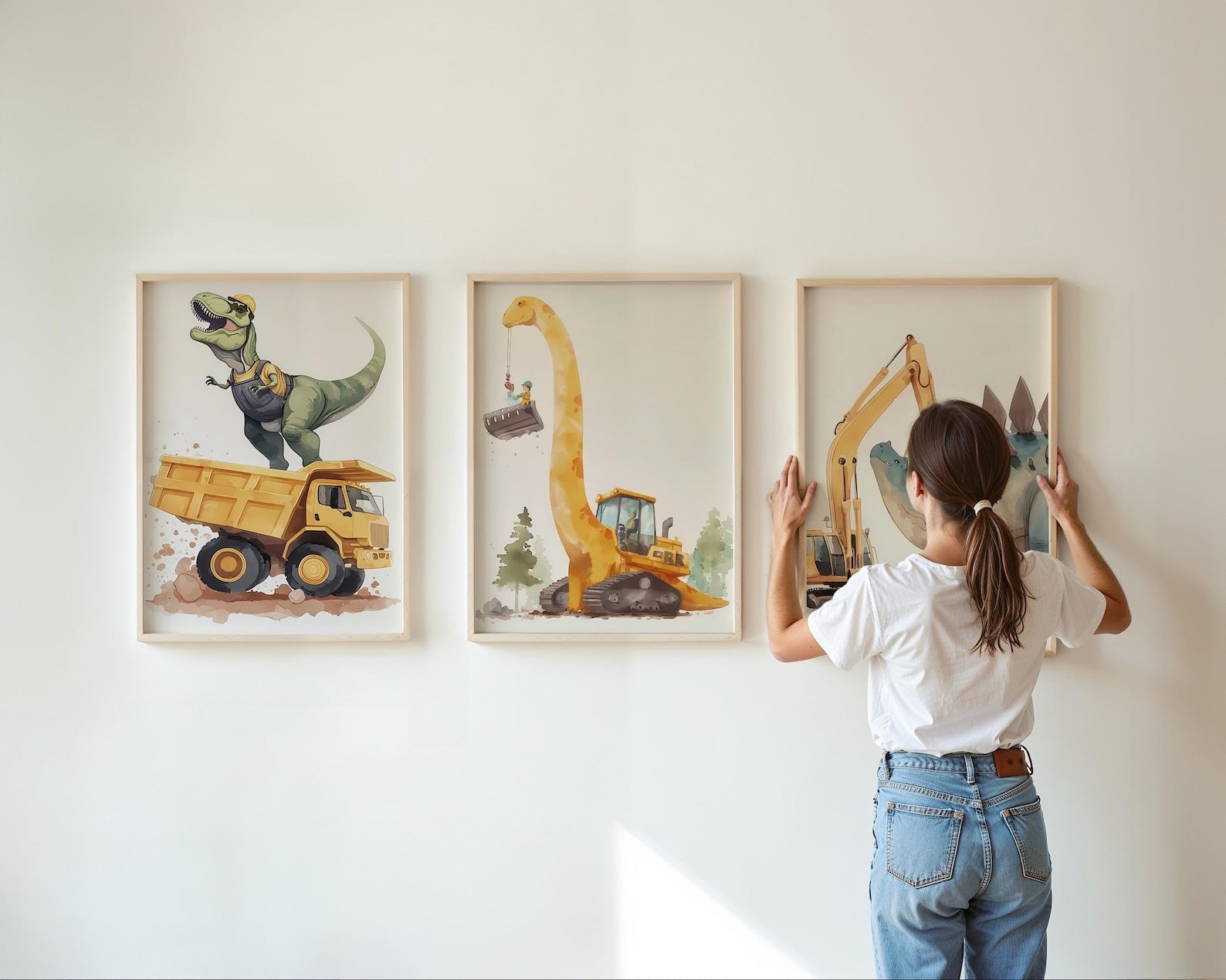 Cuadros Decorativos infantiles Modernos Dinosaurios constructores