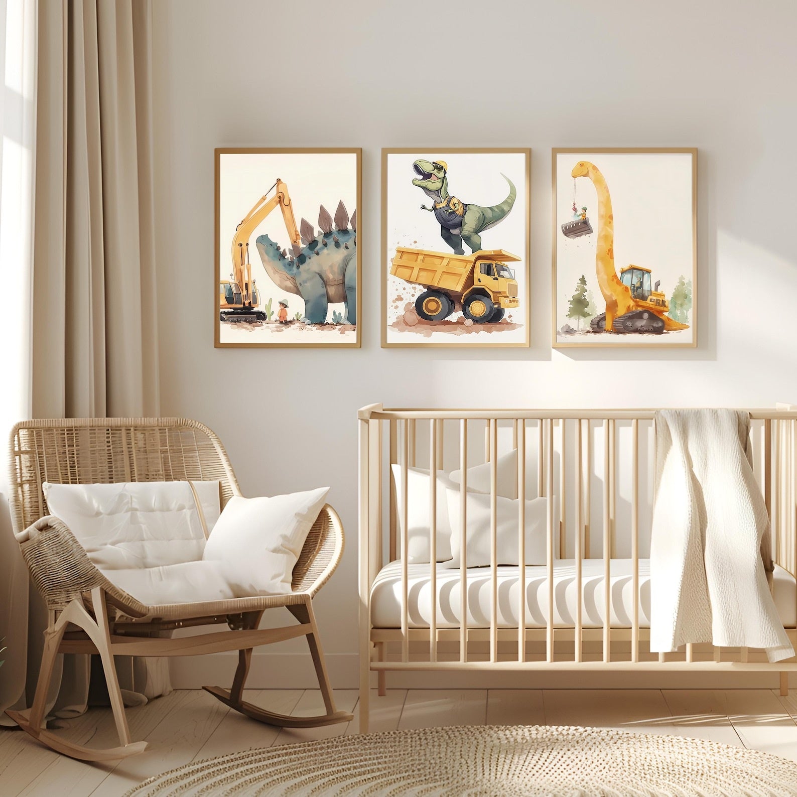 Cuadros Decorativos infantiles Modernos Dinosaurios constructores