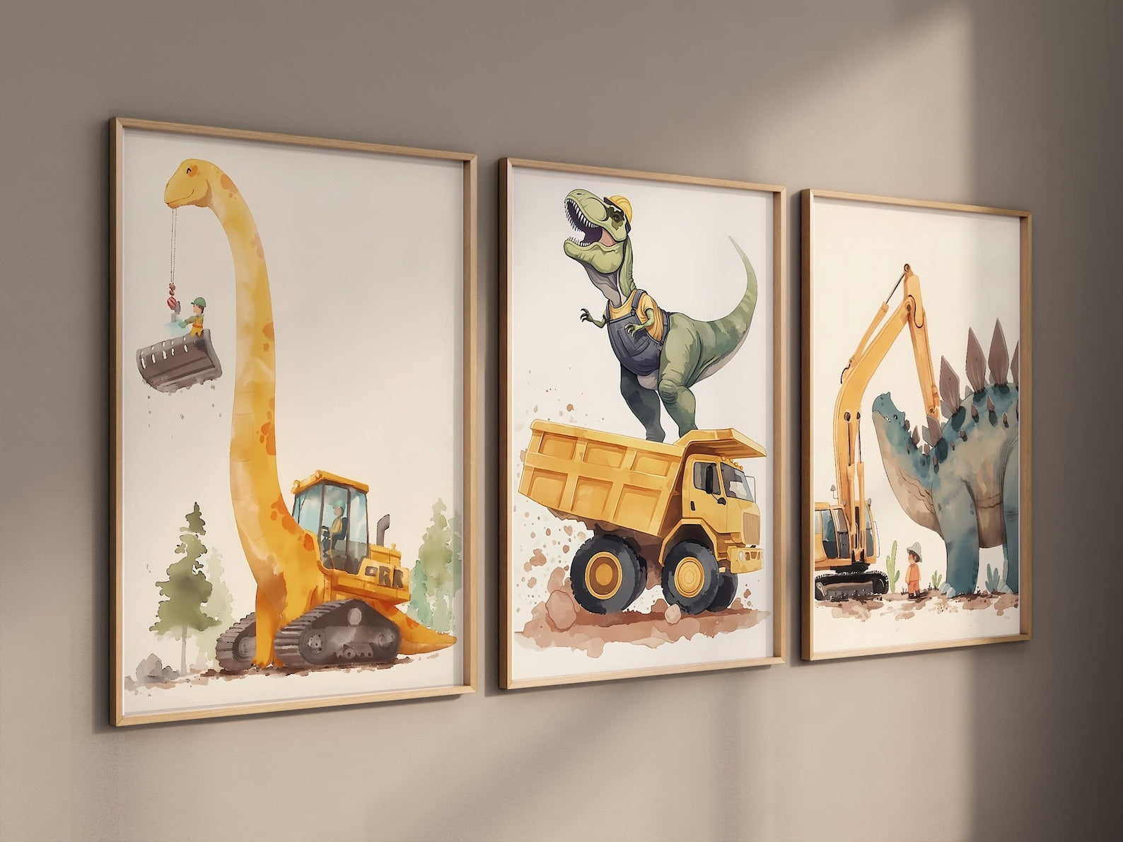 Cuadros Decorativos infantiles Modernos Dinosaurios constructores