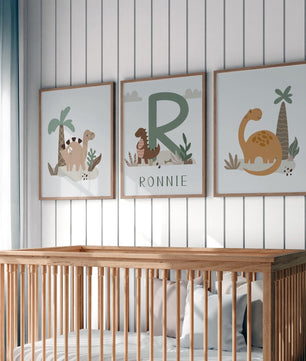 Cuadros Decorativos infantiles Modernos Dinosaurios dibujo con nombre personalizado