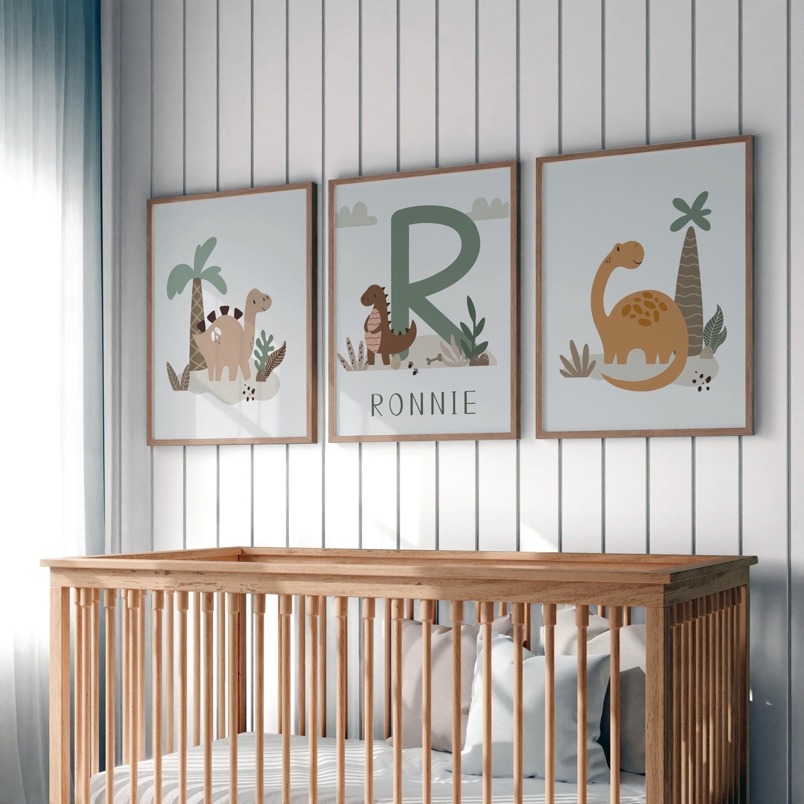 Cuadros Decorativos infantiles Modernos Dinosaurios dibujo con nombre personalizado