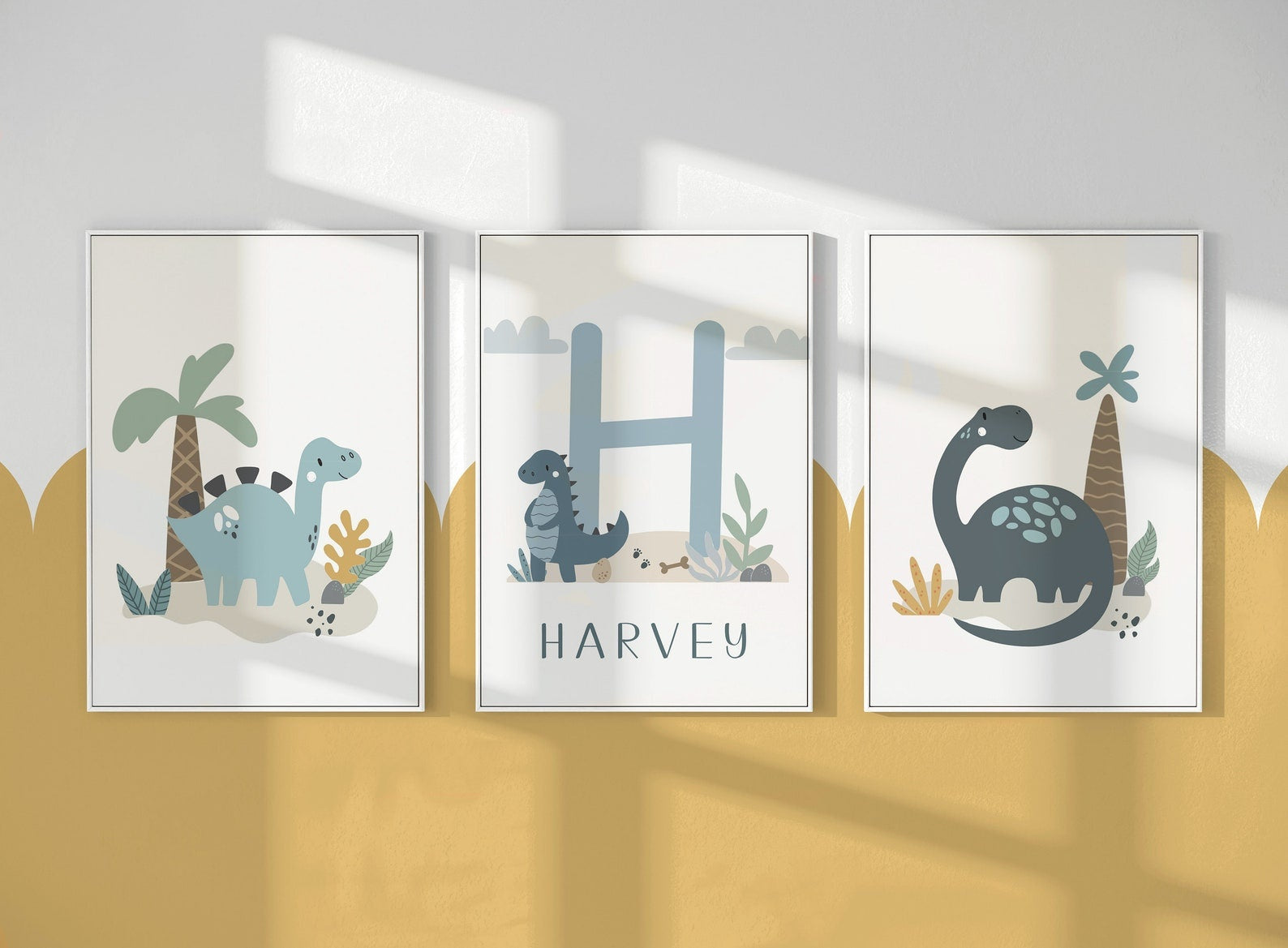 Cuadros Decorativos infantiles Modernos Dinosaurios dibujo con nombre personalizado
