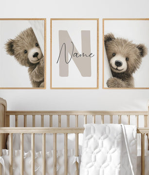 Cuadros Decorativos infantiles Modernos osos curiosos con nombre