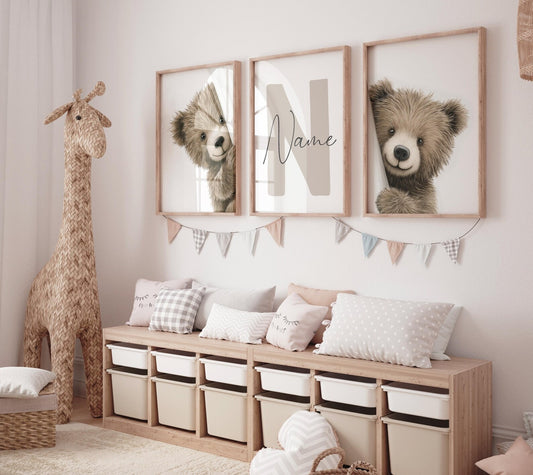 Cuadros Decorativos infantiles Modernos osos curiosos con nombre