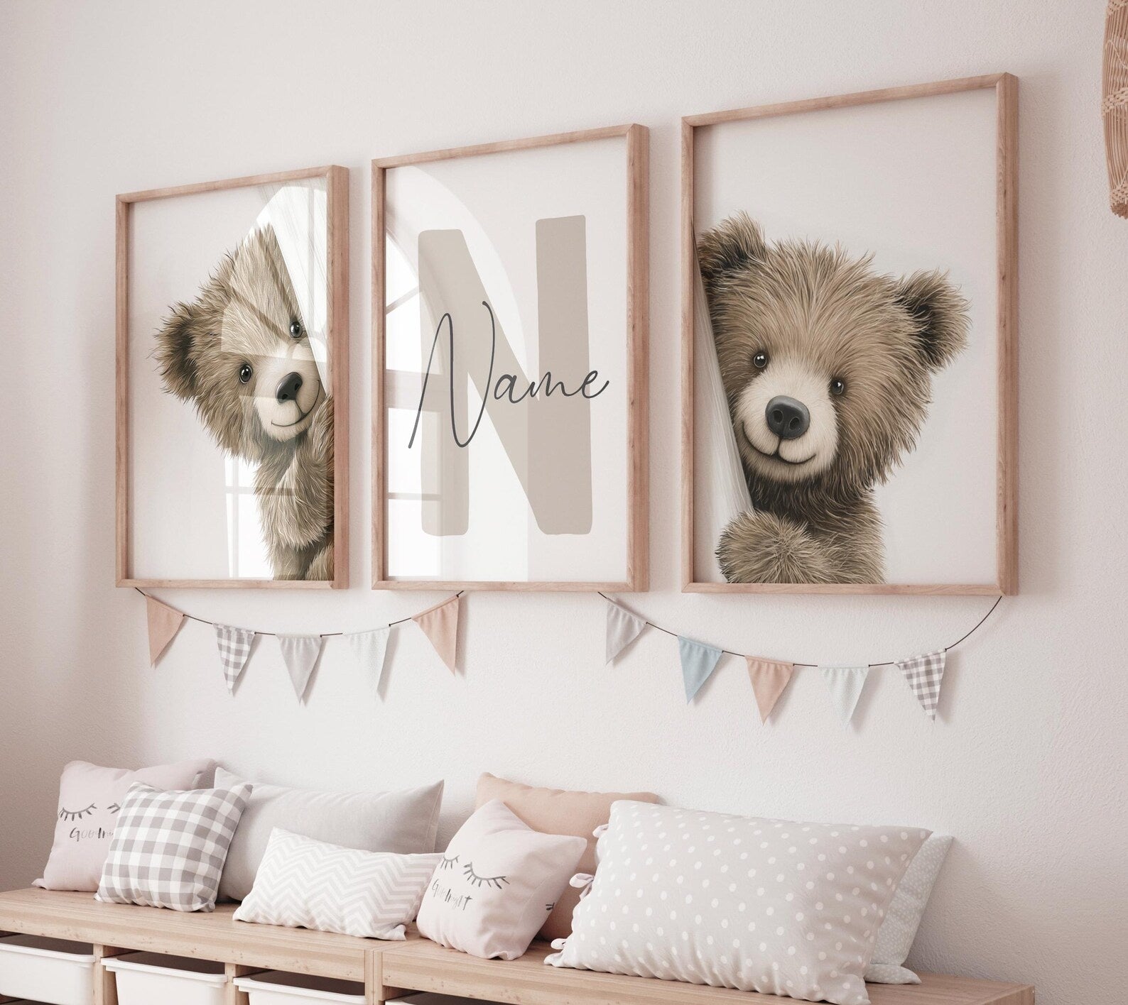 Cuadros Decorativos infantiles Modernos osos curiosos con nombre