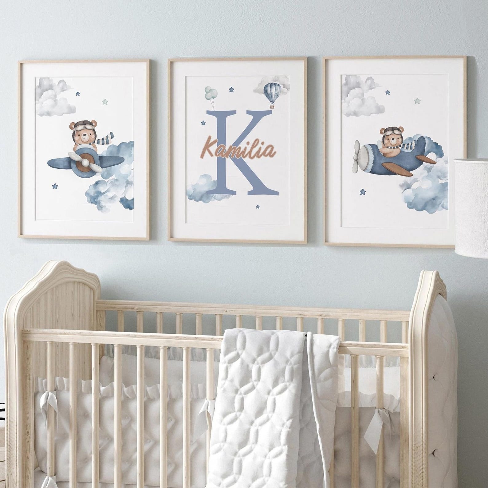 Cuadros Decorativos infantiles Modernos osos teddy azul arte personalizado
