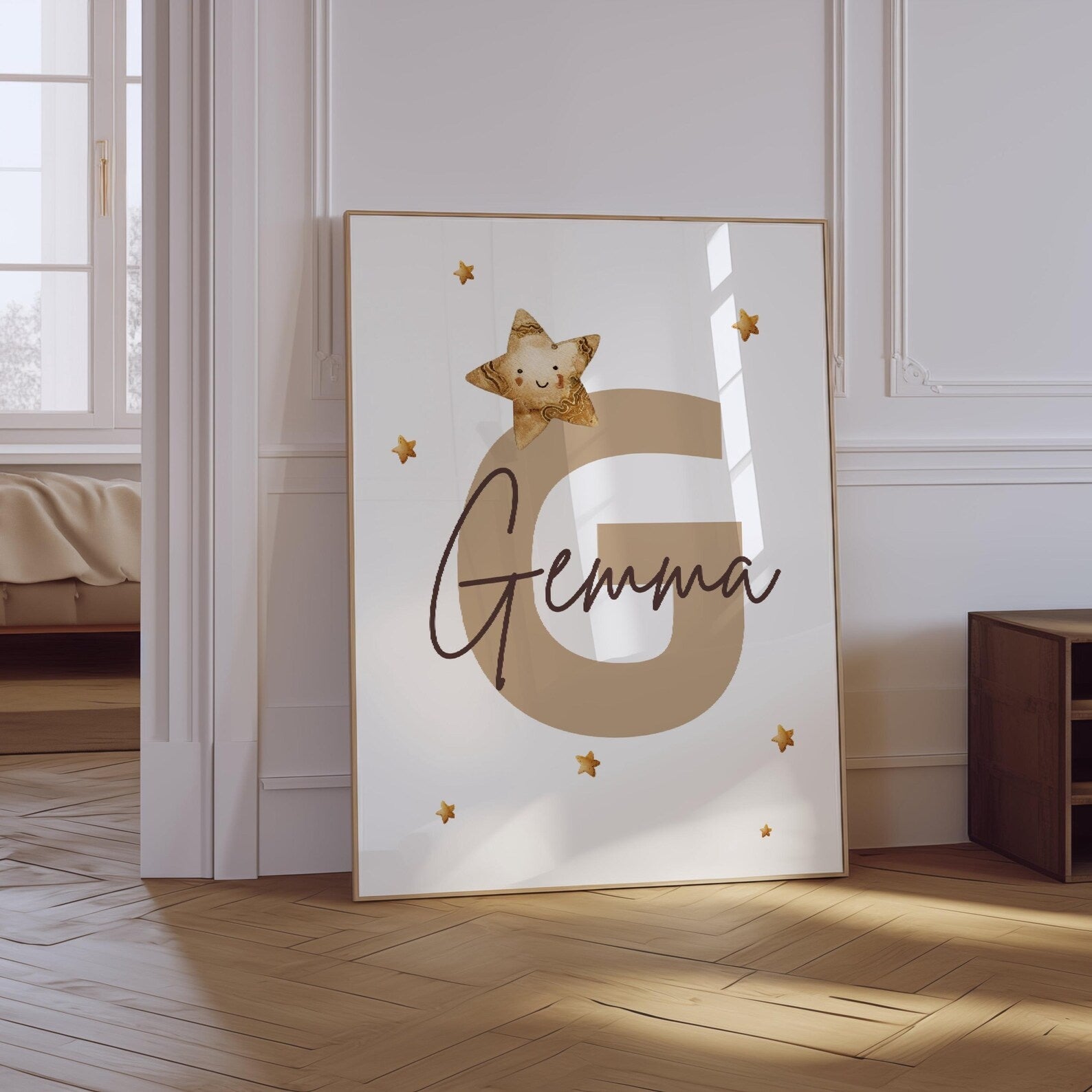 Cuadros Decorativos infantiles Modernos osos en carpa, luna con nombre