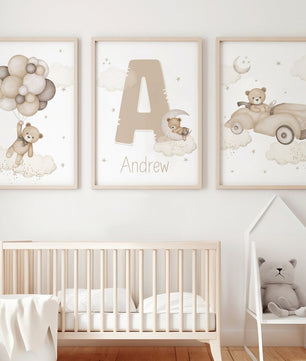 Cuadros Decorativos infantiles Modernos osos teddy dibujo con nombre