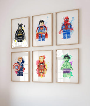 Cuadros Decorativos infantiles Modernos set 6 piezas superheroes lego