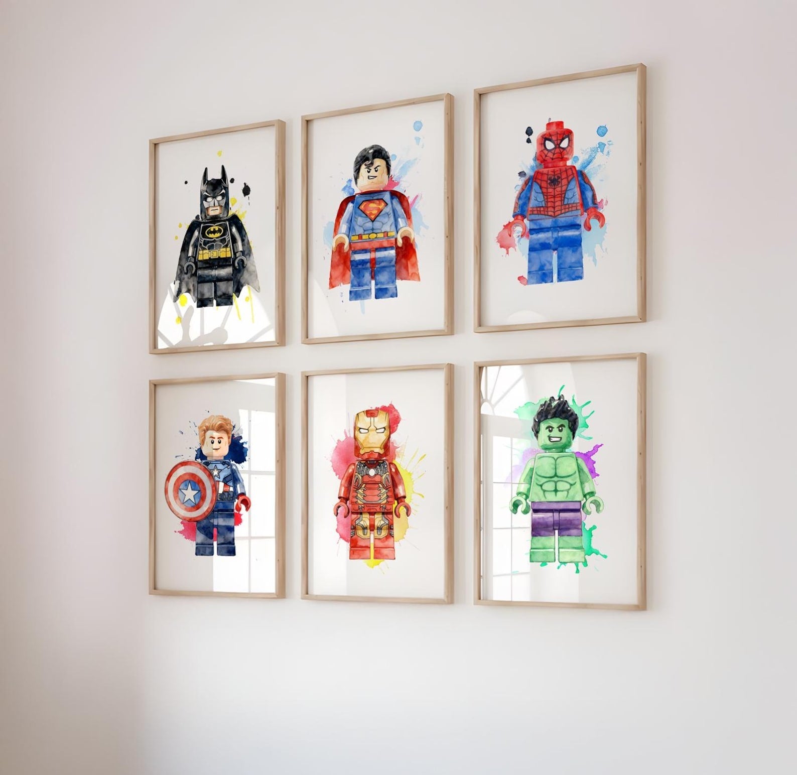 Cuadros Decorativos infantiles Modernos set 6 piezas superheroes lego