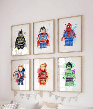 Cuadros Decorativos infantiles Modernos set 6 piezas superheroes lego