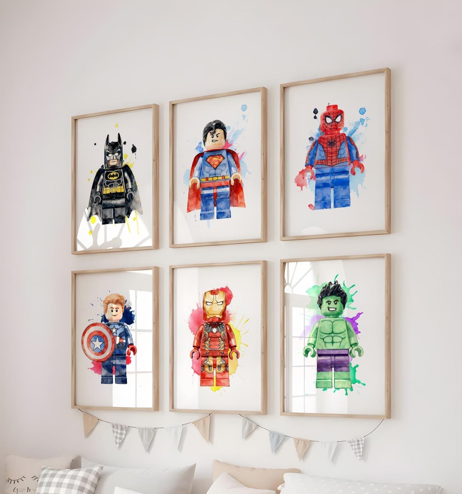 Cuadros Decorativos infantiles Modernos set 6 piezas superheroes lego