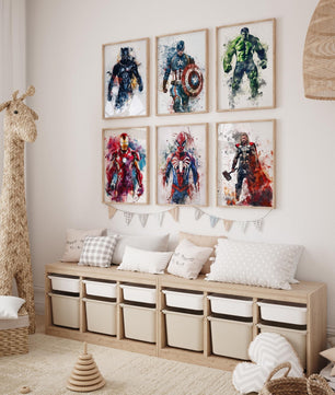 Cuadros Decorativos infantiles Modernos set 6 piezas SuperHeroes arte de pared