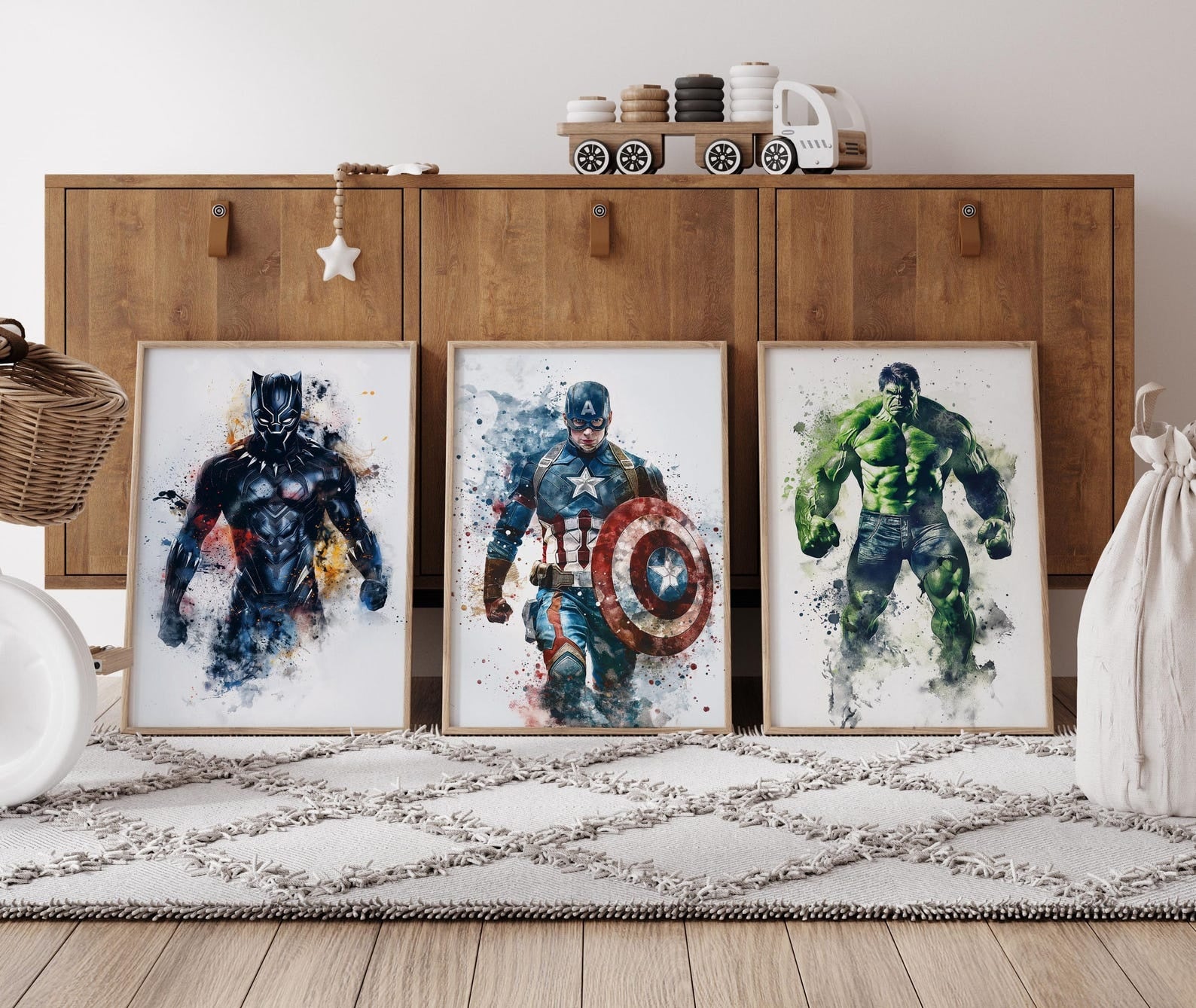 Cuadros Decorativos infantiles Modernos set 6 piezas SuperHeroes arte de pared