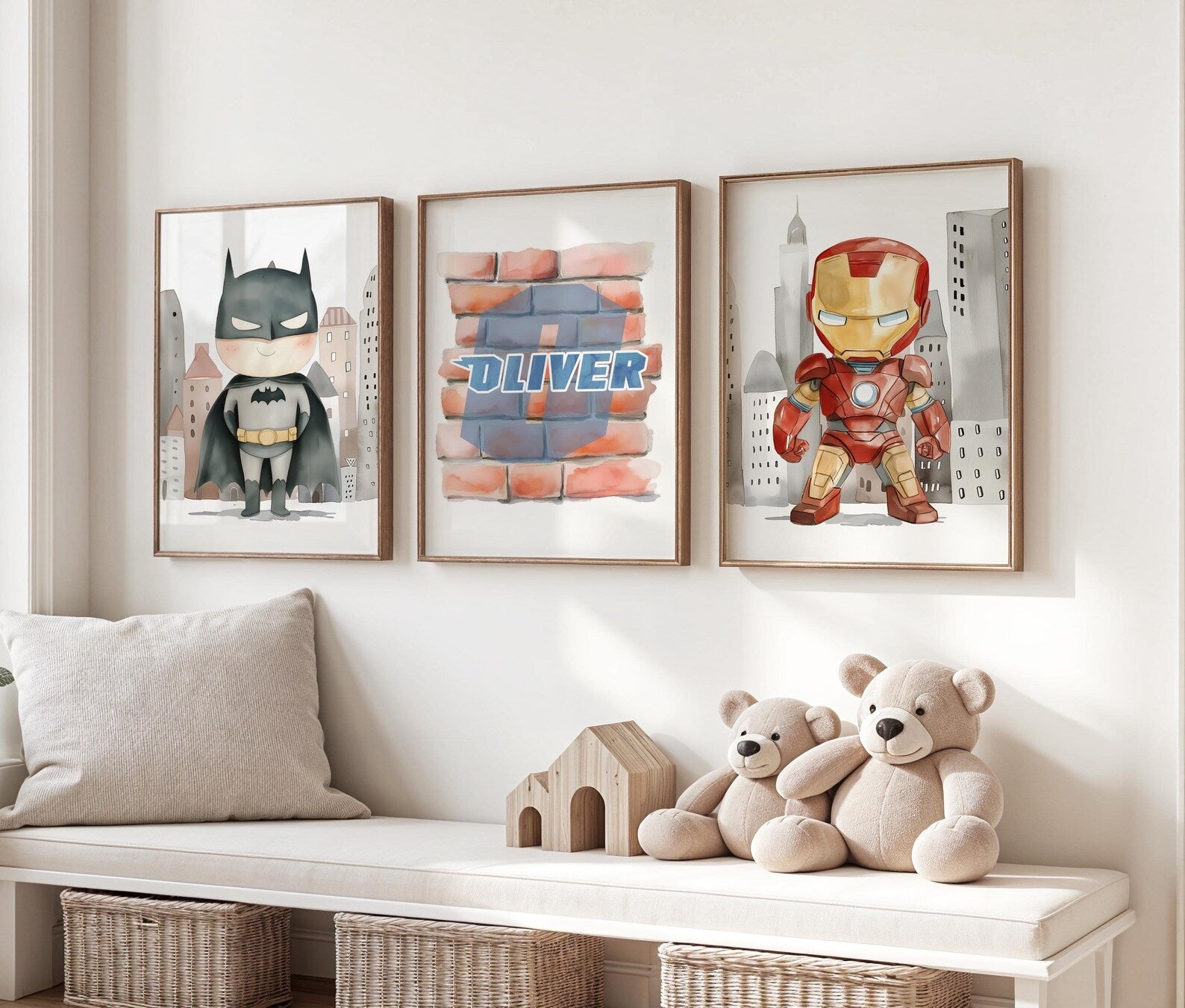 Cuadros Decorativos infantiles Modernos Superheroes ilustracion Personalizadas con nombre