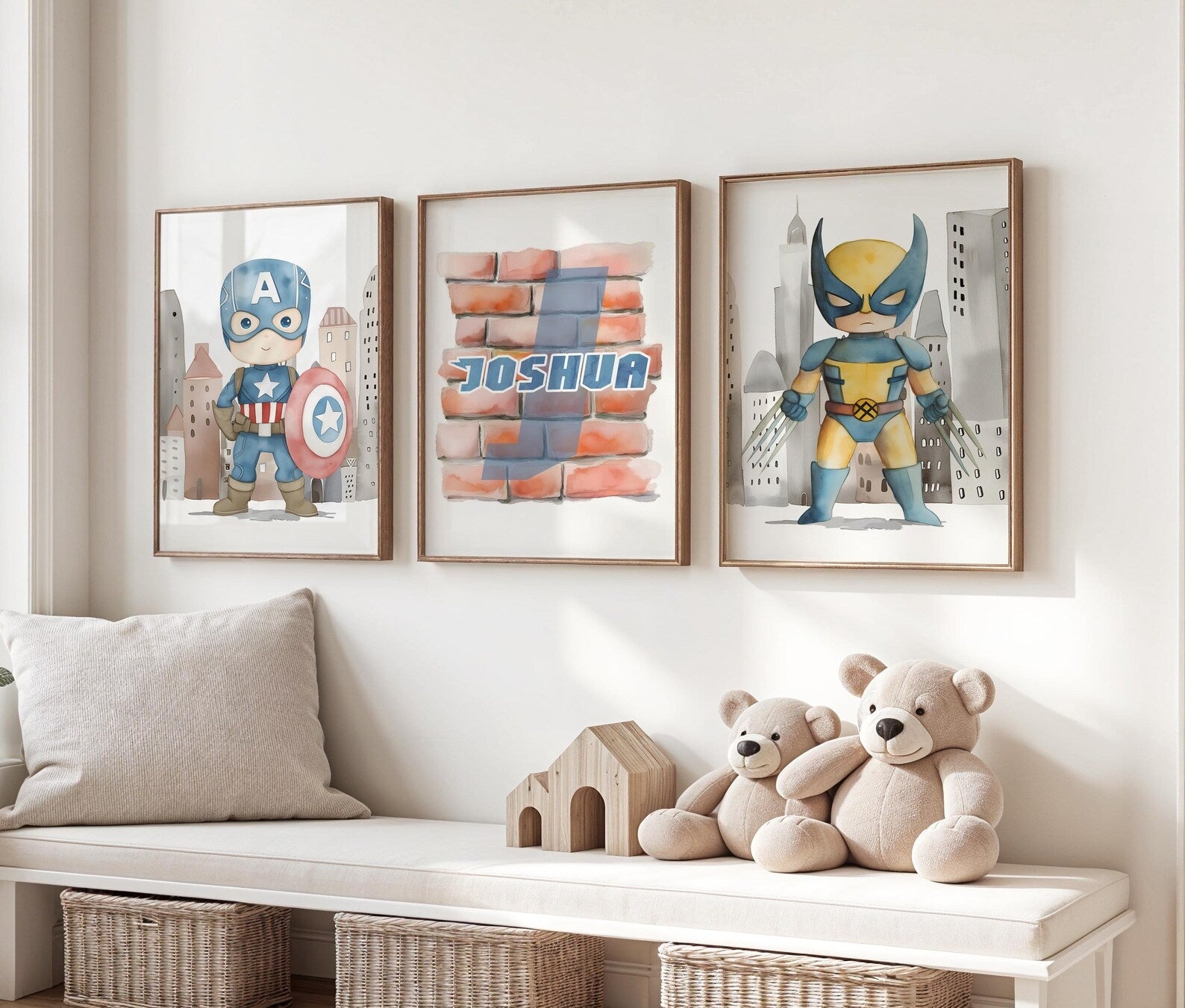 Cuadros Decorativos infantiles Modernos Superheroes ilustracion Personalizadas con nombre