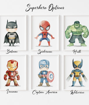 Cuadros Decorativos infantiles Modernos Superheroes ilustracion Personalizadas con nombre